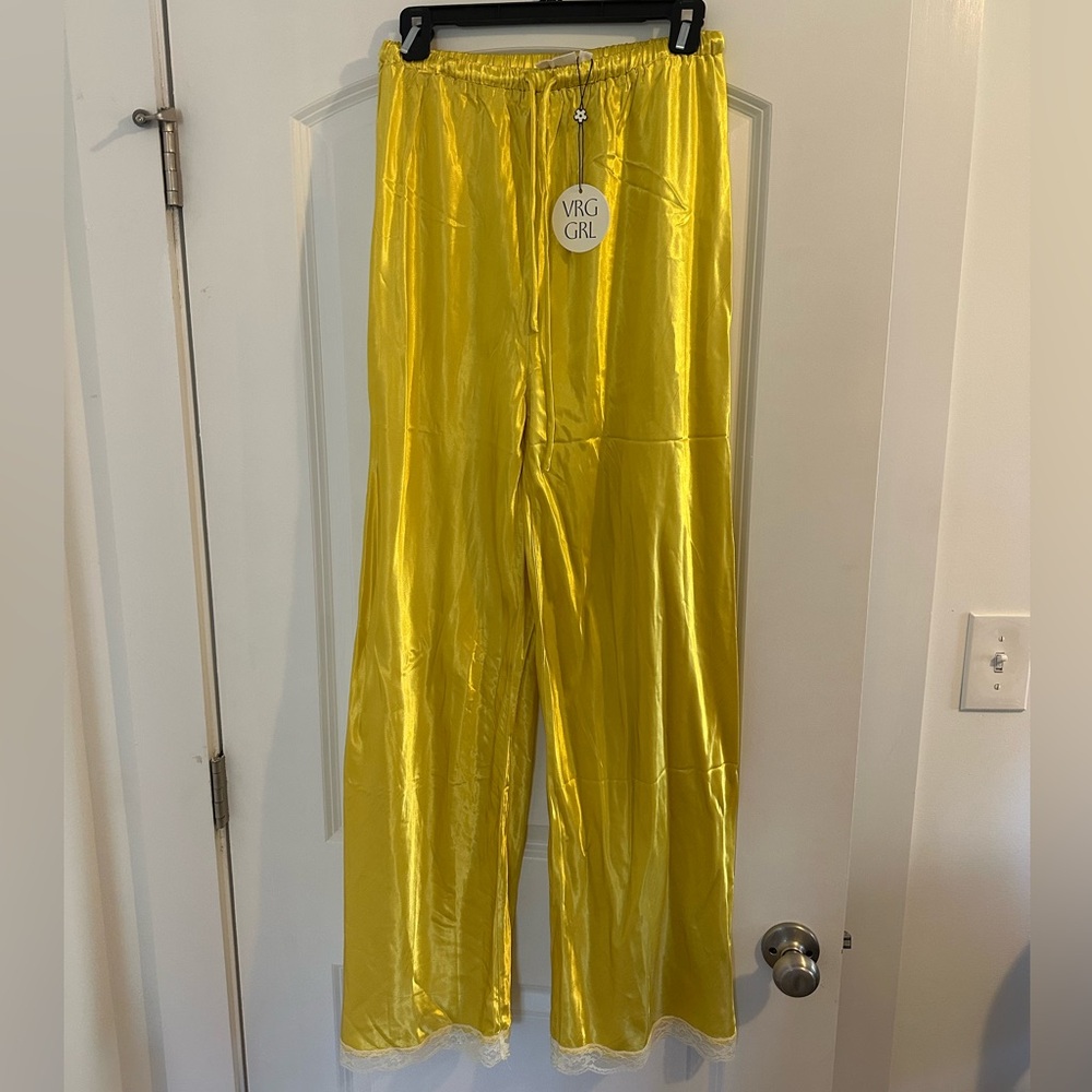 NWT Vrg Grl Josefin Satin Pants in Citrus